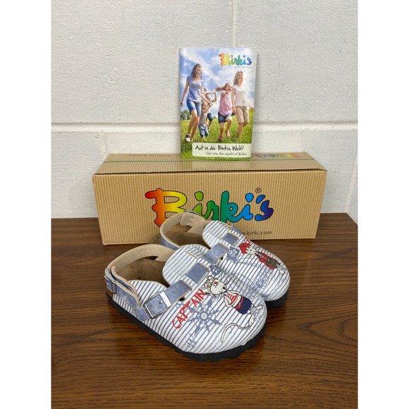 NIB Birki's Kay Clogs Pirates & Friends Graphic‎ Print Adjustable Strap EU26 C8 - Picture 1 of 8